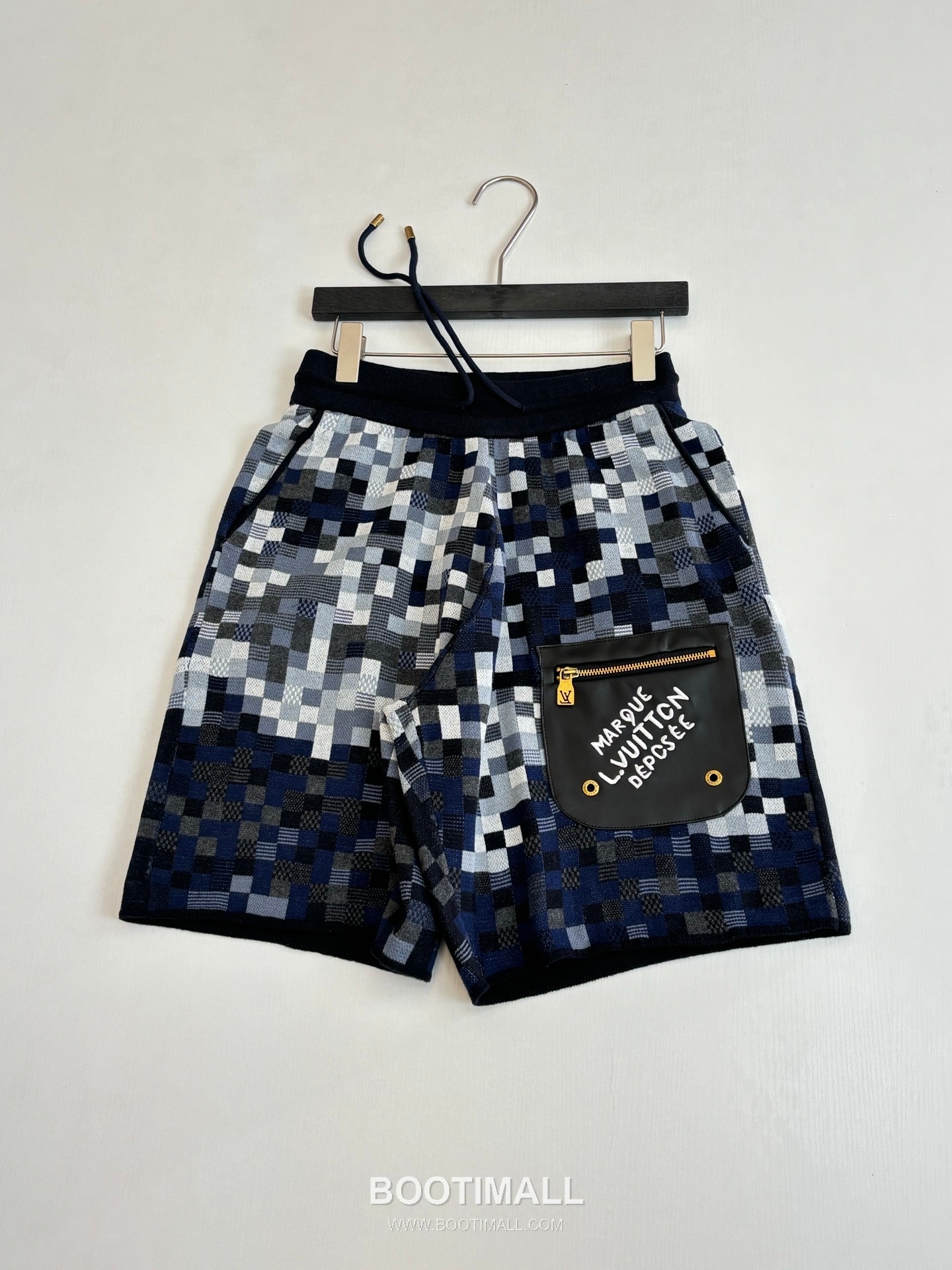 Louis Vuitton Pixel Damier Jacquard Knit Leather Embroidery Drawstring Shorts 루이비통 픽셀 다미에 자카드 니트 가죽 자수 드로스트링 쇼츠 6