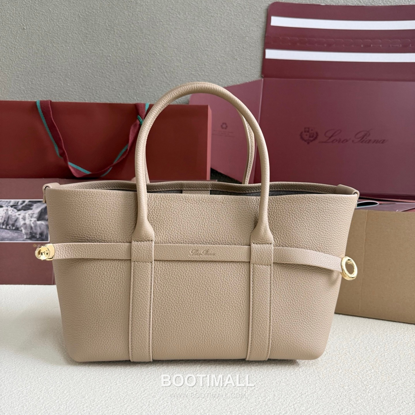 Loro Piana Ghiera Shopper Small Tote Bag FAO7473 로로피아나 기에라 쇼퍼 스몰 토트백 그레인 카프스킨 28cm 1