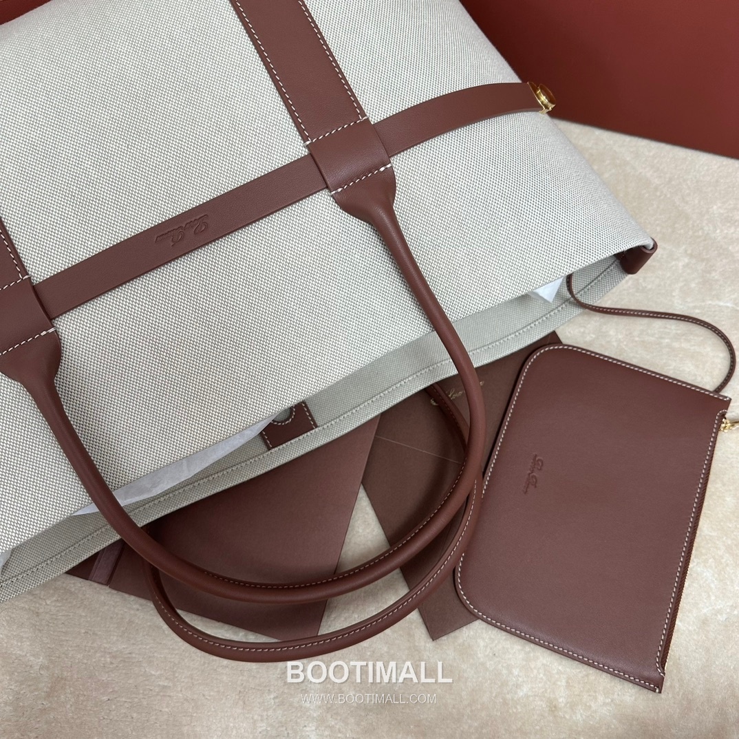 Loro Piana Ghiera Shopper Large Tote Bag FAO7463 로로피아나 기에라 쇼퍼 라지 토트백 캔버스 카프스킨 40cm 5