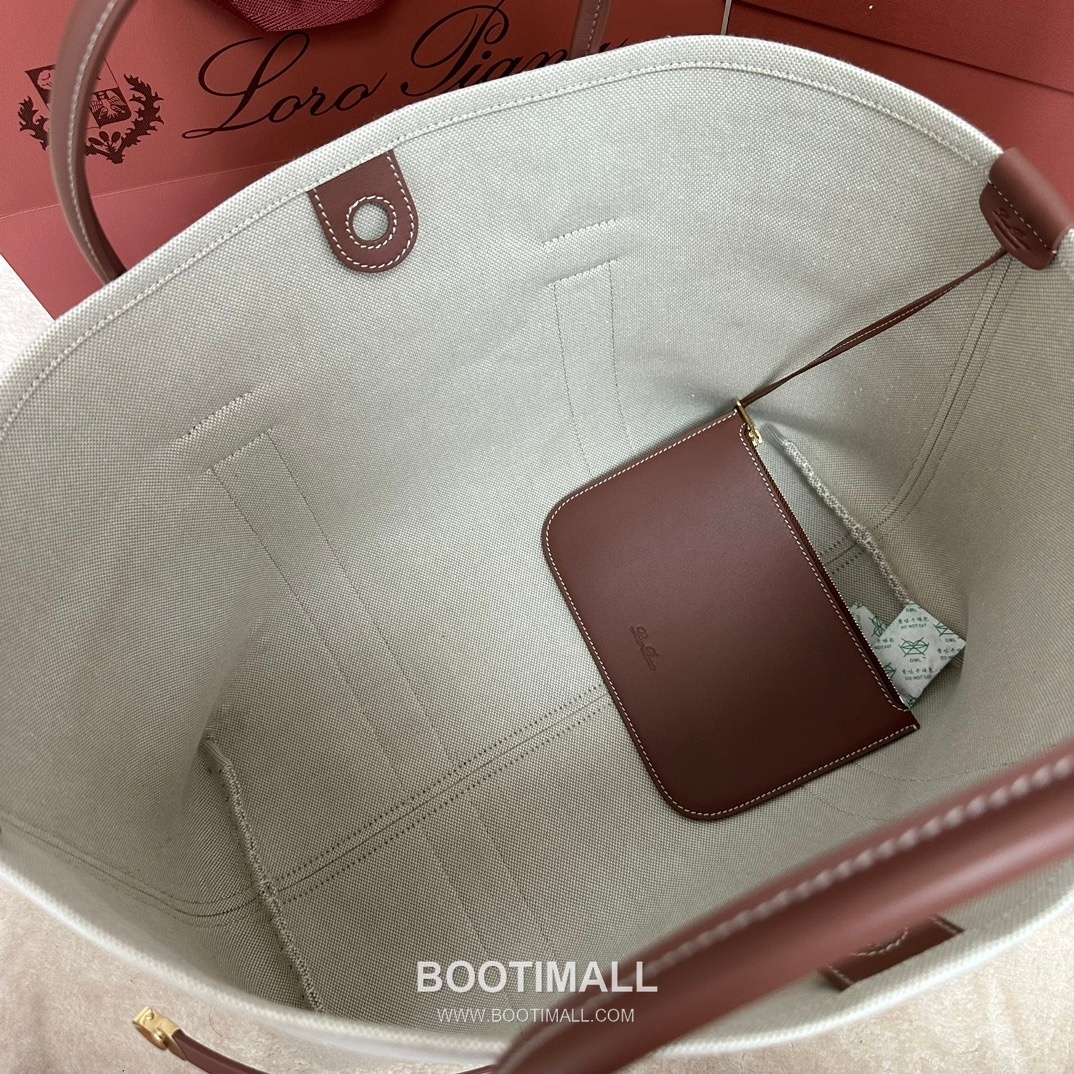 Loro Piana Ghiera Shopper Large Tote Bag FAO7463 로로피아나 기에라 쇼퍼 라지 토트백 캔버스 카프스킨 40cm 9