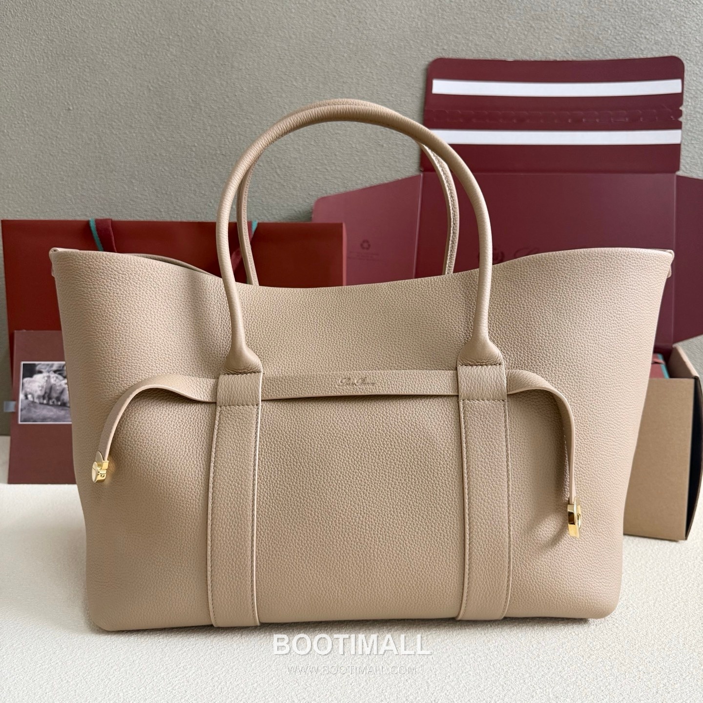 Loro Piana Ghiera Shopper Large Tote Bag FAO7463 로로피아나 기에라 쇼퍼 라지 토트백 캔버스 카프스킨 40cm 1