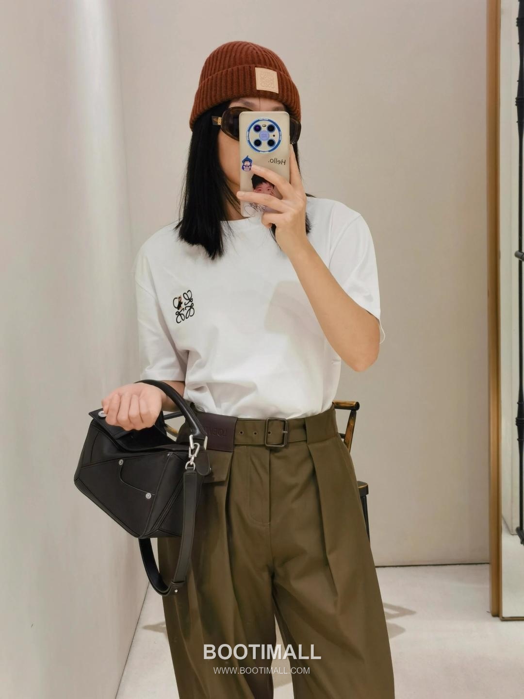 Loewe Panta Puzzle Small Shiny Calfskin Brown Handbag 로에베 판타 퍼즐 스몰 052557100 샤이니 카프스킨 브라운 핸드백 24cm 2