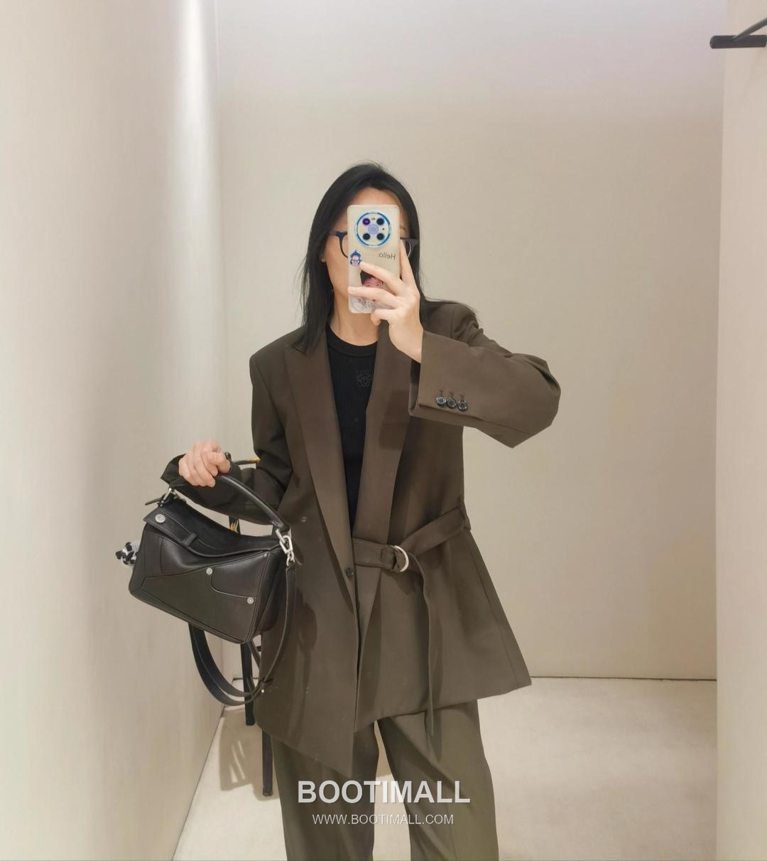 Loewe Panta Puzzle Small Shiny Calfskin Brown Handbag 로에베 판타 퍼즐 스몰 052557100 샤이니 카프스킨 브라운 핸드백 24cm 9