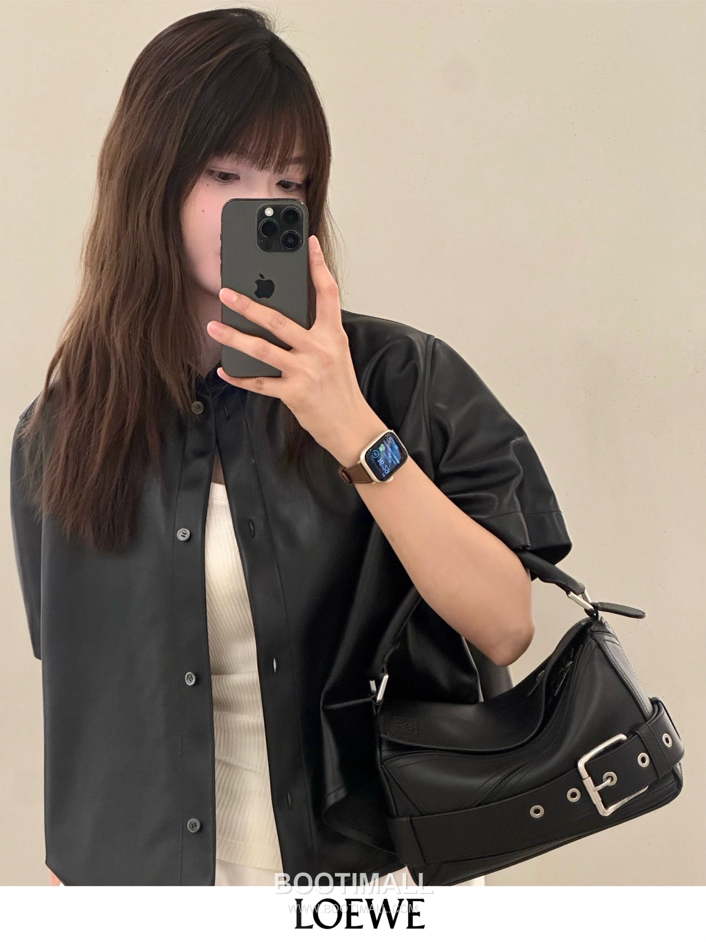 Loewe Puzzle Biker Small Glossy Calfskin Handbag 로에베 퍼즐 바이커 스몰 052517100 글로시 카프스킨 핸드백 24cm 1