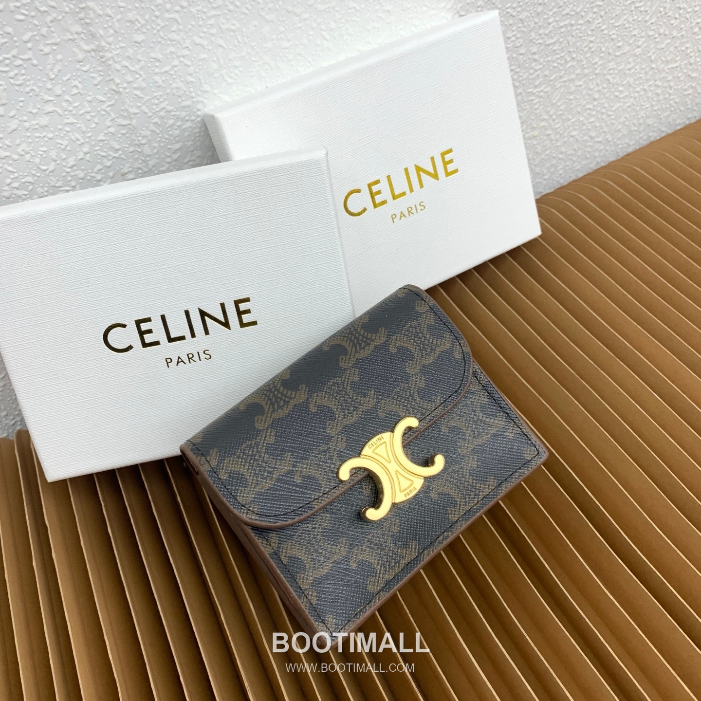 Celine Triomphe Canvas Lambskin Trim Business Card Holder 셀린느 트리옹프 캔버스 램스킨 트림 명함지갑 10062 10.5cm 1