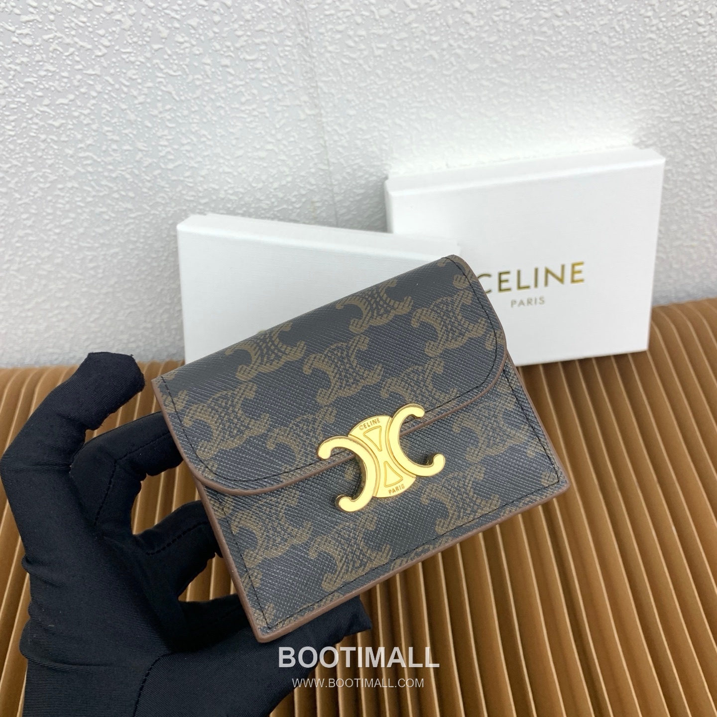 Celine Triomphe Canvas Lambskin Trim Business Card Holder 셀린느 트리옹프 캔버스 램스킨 트림 명함지갑 10062 10.5cm 2
