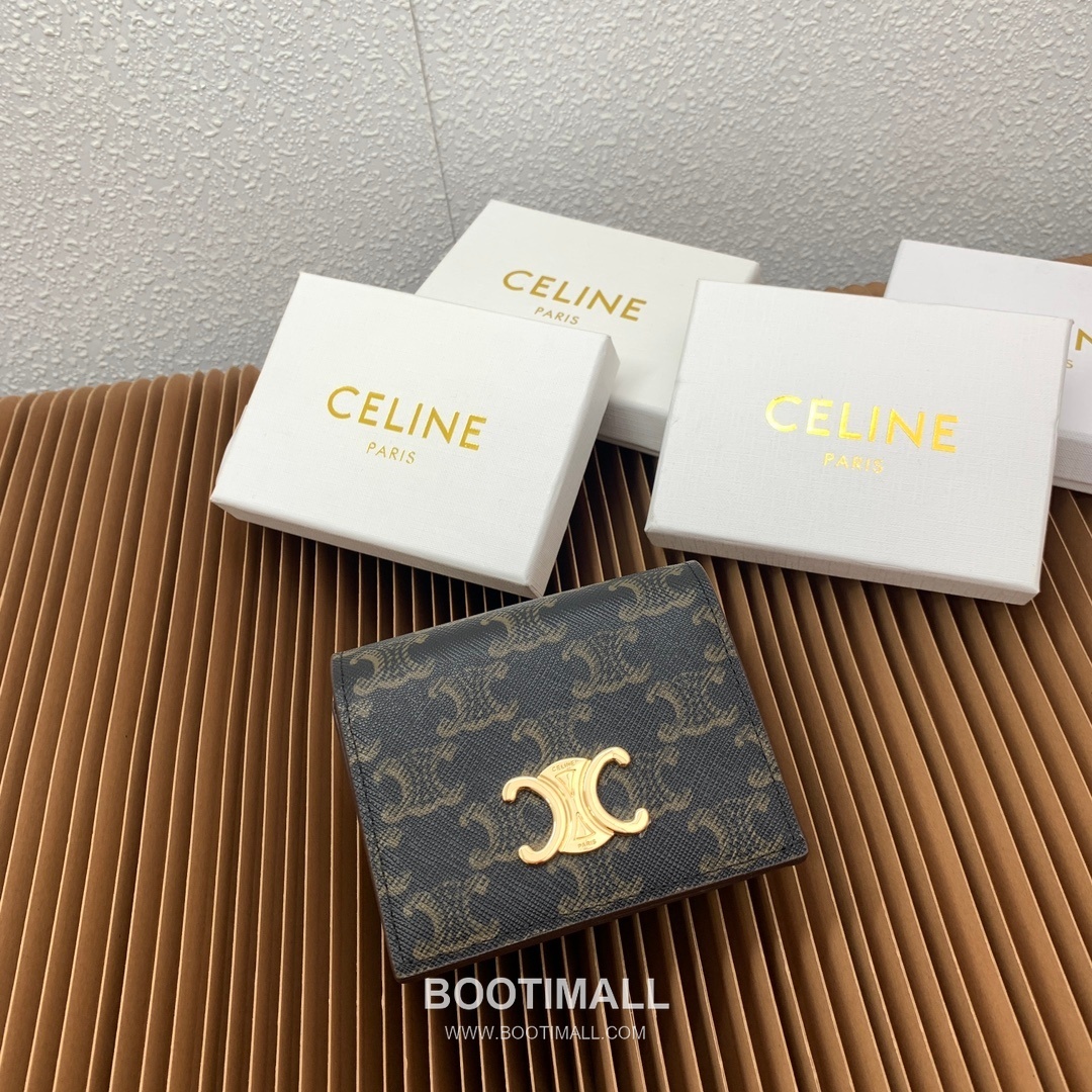 Celine Triomphe Canvas Calfskin Trim Business Card Holder 셀린느 트리옹프 캔버스 카프스킨 트림 명함지갑 10123 9cm 1