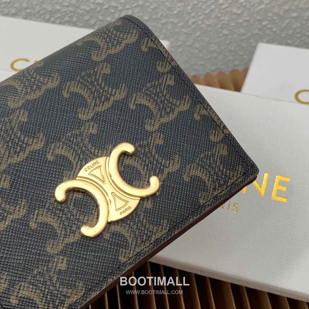 Celine Triomphe Canvas Calfskin Trim Business Card Holder 셀린느 트리옹프 캔버스 카프스킨 트림 명함지갑 10123 9cm 5
