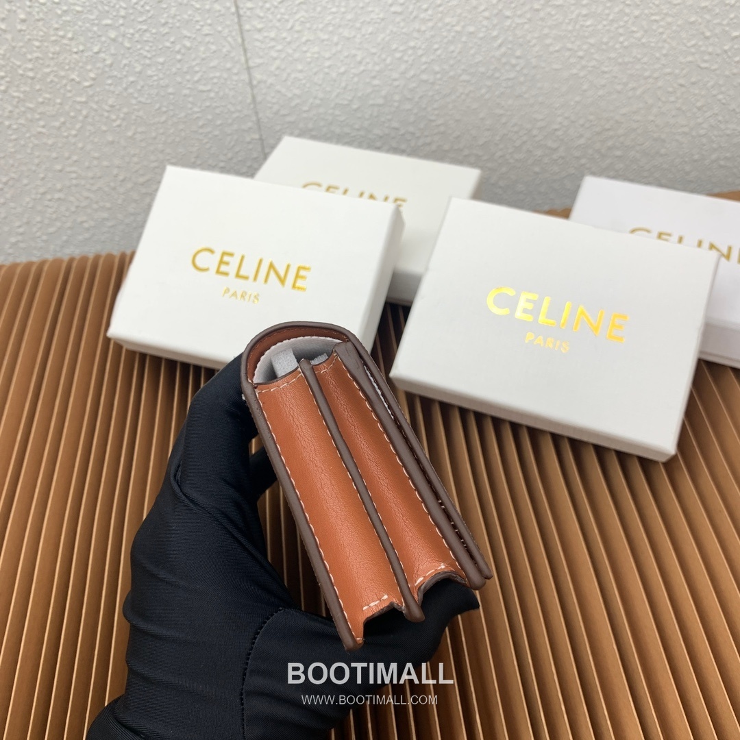 Celine Triomphe Canvas Calfskin Trim Business Card Holder 셀린느 트리옹프 캔버스 카프스킨 트림 명함지갑 10123 9cm 6