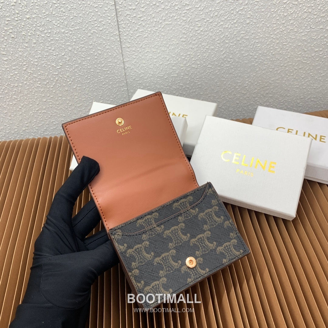 Celine Triomphe Canvas Calfskin Trim Business Card Holder 셀린느 트리옹프 캔버스 카프스킨 트림 명함지갑 10123 9cm 7