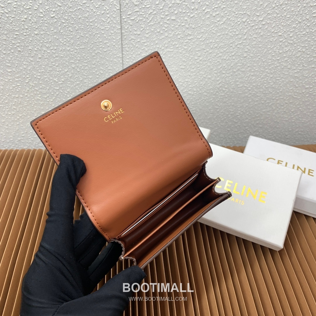 Celine Triomphe Canvas Calfskin Trim Business Card Holder 셀린느 트리옹프 캔버스 카프스킨 트림 명함지갑 10123 9cm 9