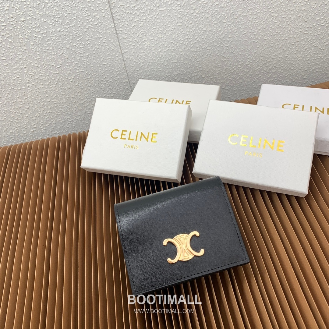 Celine Triomphe Canvas Calfskin Trim Business Card Holder 셀린느 트리옹프 캔버스 카프스킨 트림 명함지갑 10123 9cm 1