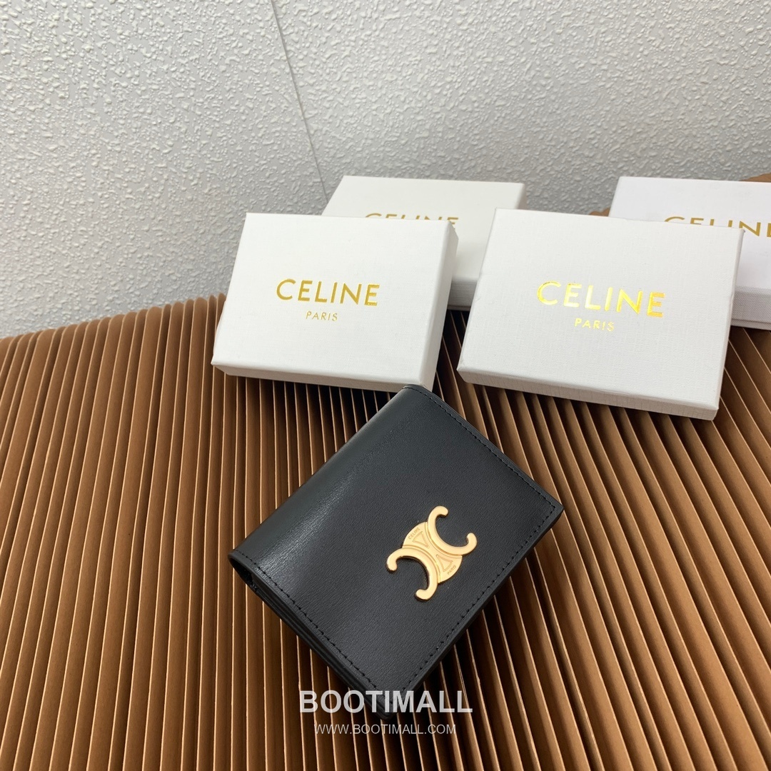 Celine Triomphe Canvas Calfskin Trim Business Card Holder 셀린느 트리옹프 캔버스 카프스킨 트림 명함지갑 10123 9cm 2