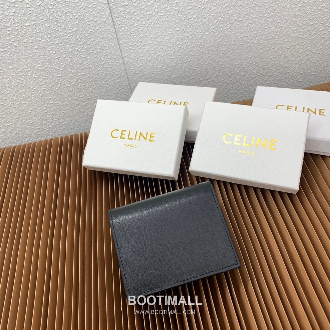Celine Triomphe Canvas Calfskin Trim Business Card Holder 셀린느 트리옹프 캔버스 카프스킨 트림 명함지갑 10123 9cm 3