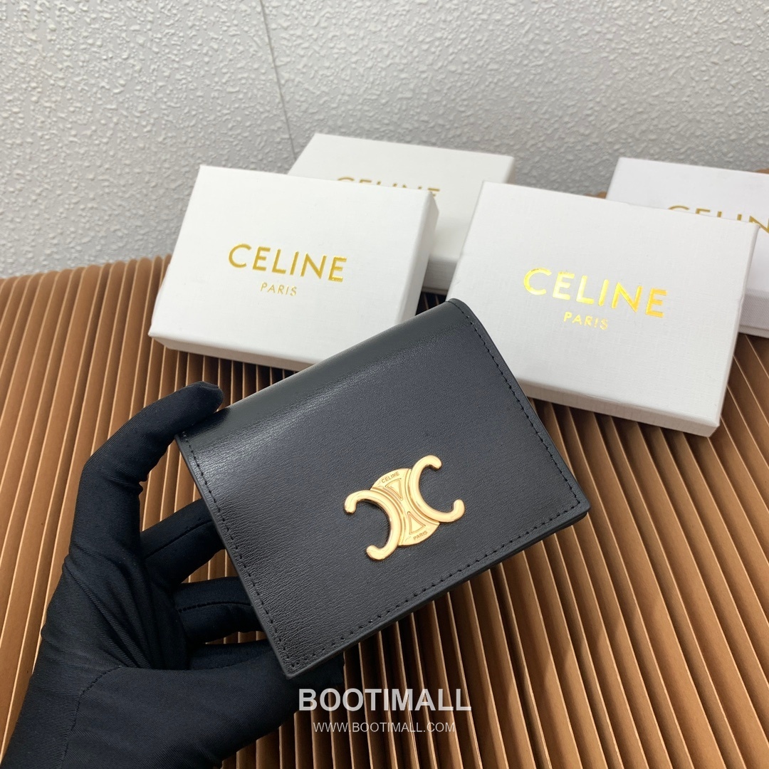 Celine Triomphe Canvas Calfskin Trim Business Card Holder 셀린느 트리옹프 캔버스 카프스킨 트림 명함지갑 10123 9cm 4