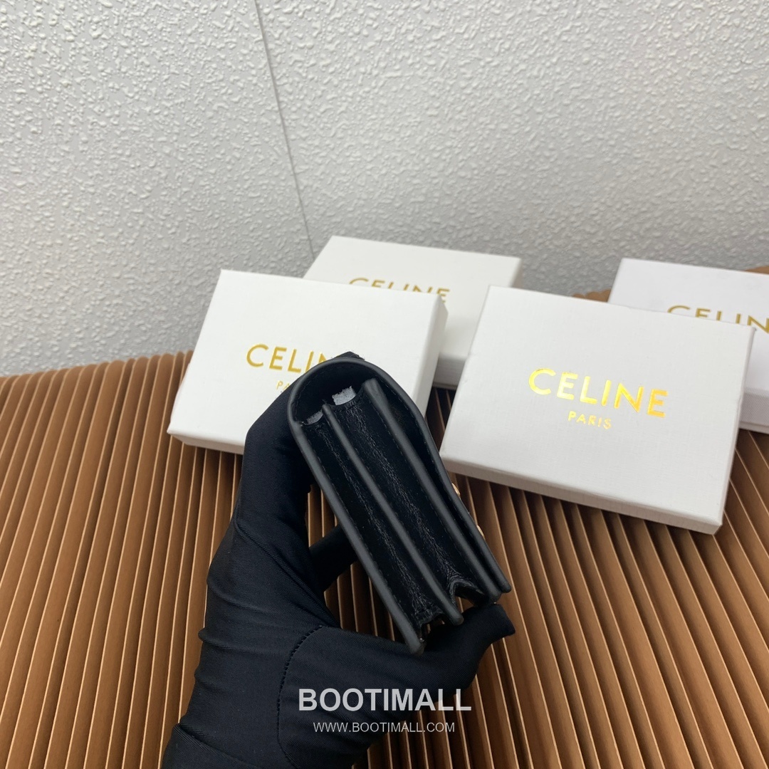 Celine Triomphe Canvas Calfskin Trim Business Card Holder 셀린느 트리옹프 캔버스 카프스킨 트림 명함지갑 10123 9cm 6