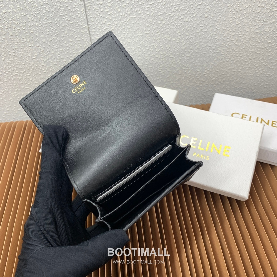 Celine Triomphe Canvas Calfskin Trim Business Card Holder 셀린느 트리옹프 캔버스 카프스킨 트림 명함지갑 10123 9cm 9