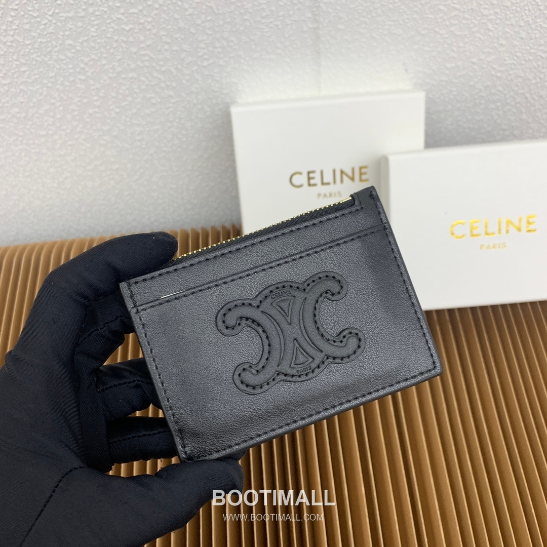 Celine Triomphe Glossy Calfskin Zipped Card Holder 셀린느 트리옹프 글로시 카프스킨 지퍼 카드홀더 10588 11cm 2