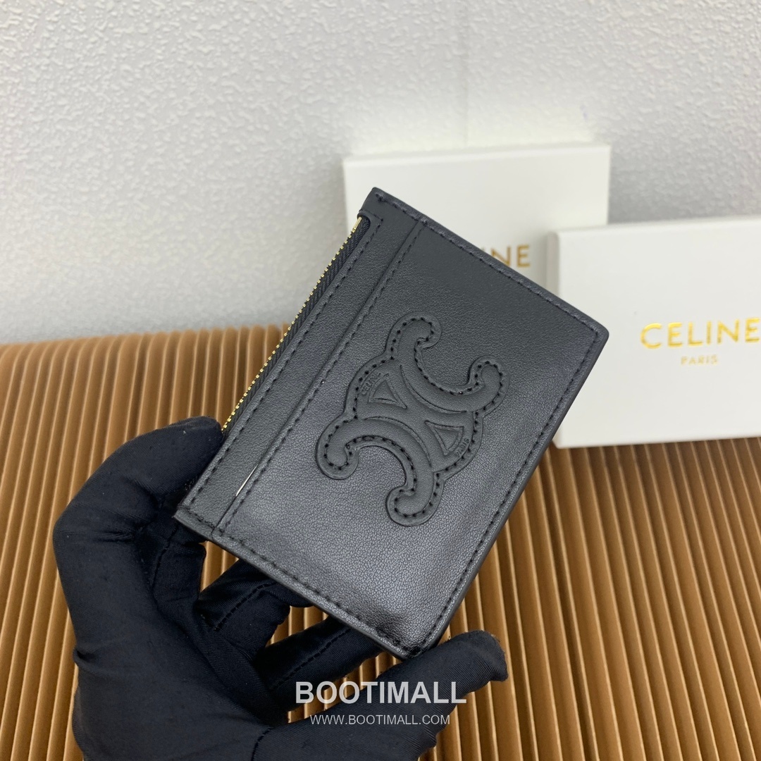 Celine Triomphe Glossy Calfskin Zipped Card Holder 셀린느 트리옹프 글로시 카프스킨 지퍼 카드홀더 10588 11cm 3