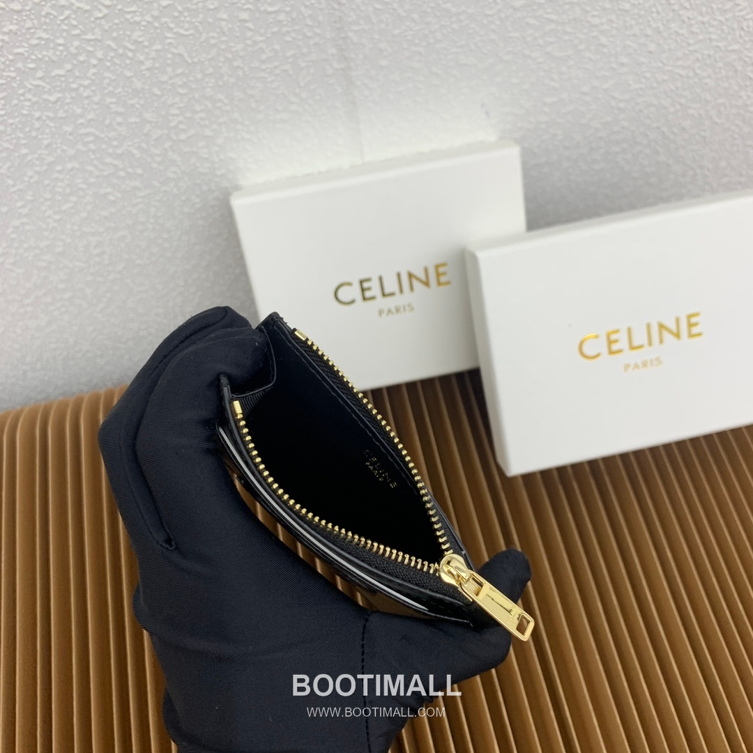 Celine Triomphe Glossy Calfskin Zipped Card Holder 셀린느 트리옹프 글로시 카프스킨 지퍼 카드홀더 10588 11cm 9