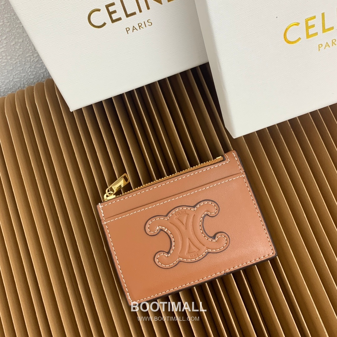Celine Triomphe Glossy Calfskin Zipped Card Holder 셀린느 트리옹프 글로시 카프스킨 지퍼 카드홀더 10588 11cm 1