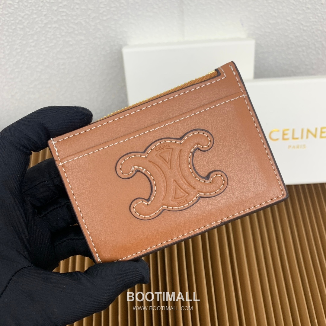 Celine Triomphe Glossy Calfskin Zipped Card Holder 셀린느 트리옹프 글로시 카프스킨 지퍼 카드홀더 10588 11cm 2