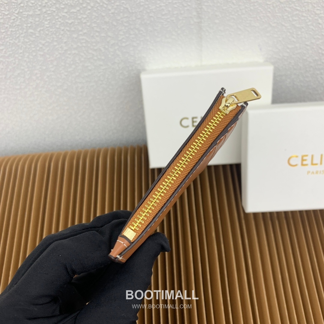 Celine Triomphe Glossy Calfskin Zipped Card Holder 셀린느 트리옹프 글로시 카프스킨 지퍼 카드홀더 10588 11cm 5