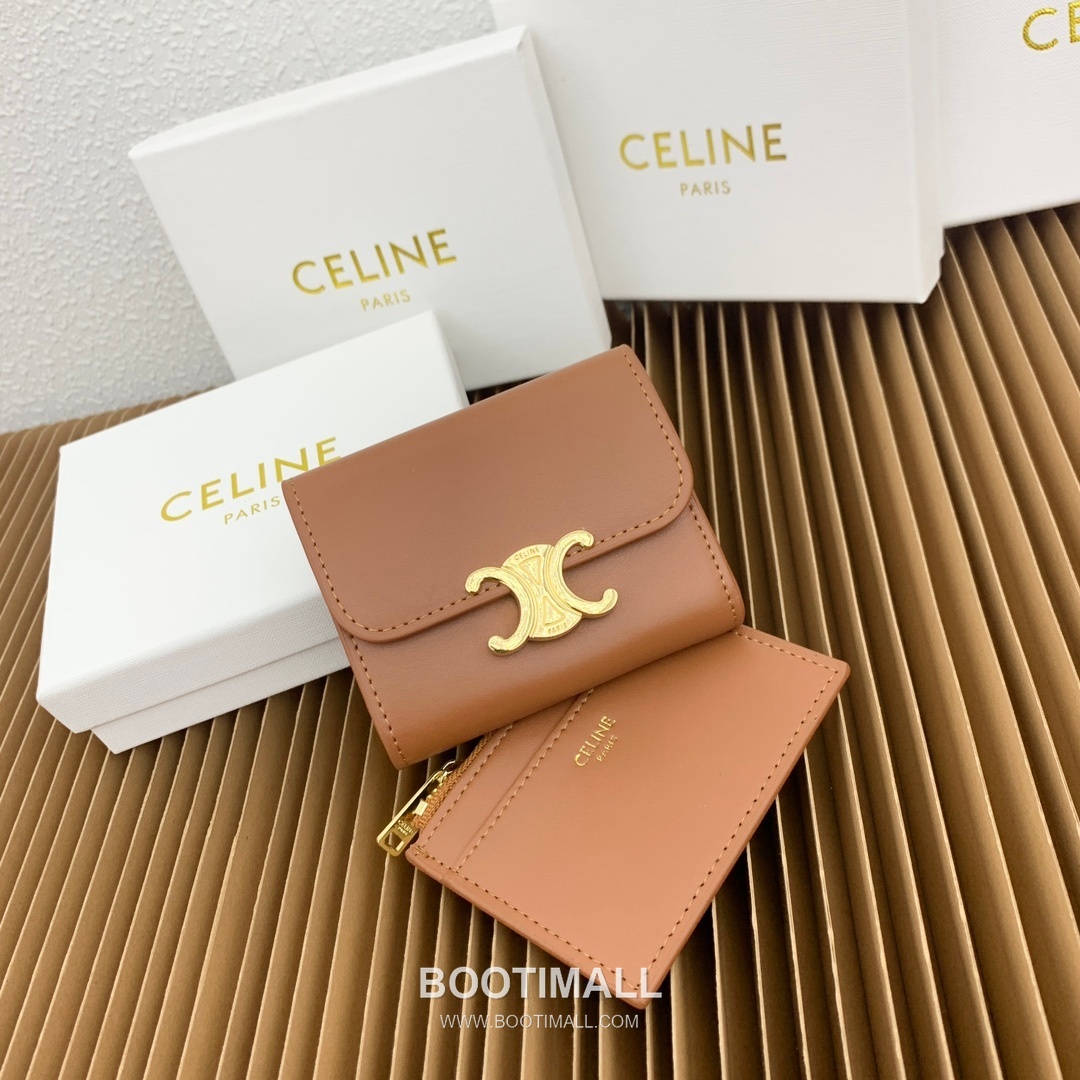 Celine Triomphe Glossy Calfskin Small Wallet with Coin Pouch 셀린느 트리옹프 글로시 카프스킨 스몰 지갑 16332 9.5cm 1