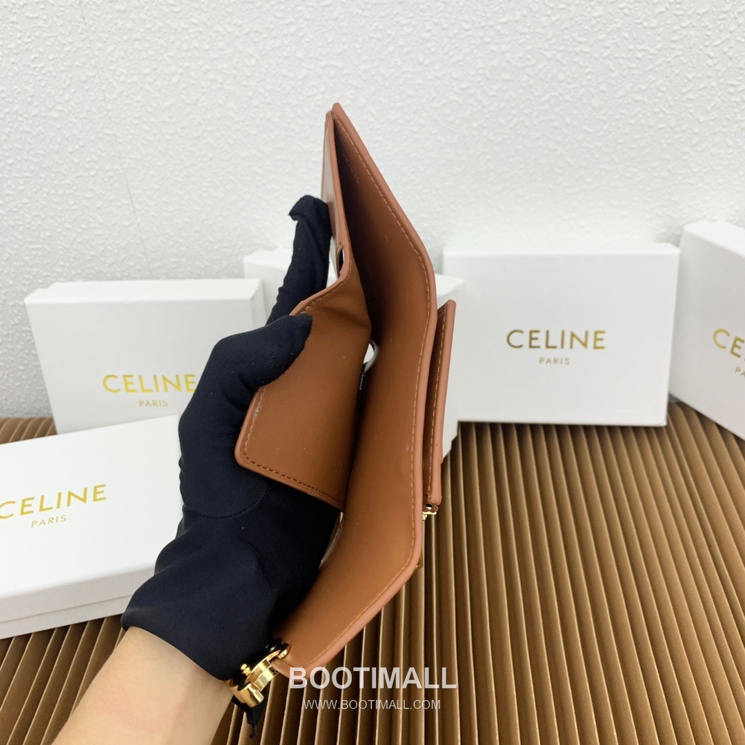 Celine Triomphe Glossy Calfskin Small Wallet with Coin Pouch 셀린느 트리옹프 글로시 카프스킨 스몰 지갑 16332 9.5cm 9