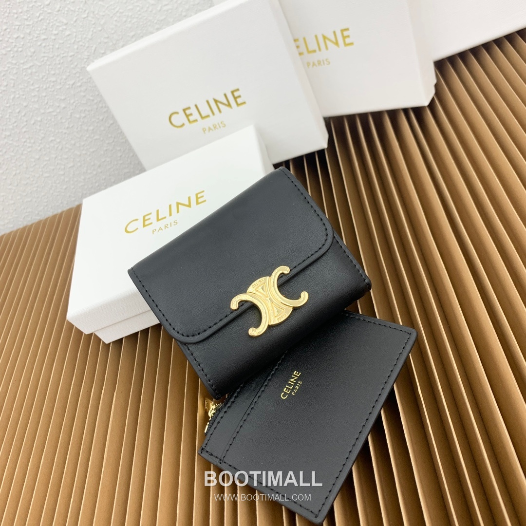 Celine Triomphe Glossy Calfskin Small Wallet with Coin Pouch 셀린느 트리옹프 글로시 카프스킨 스몰 지갑 16332 9.5cm 1