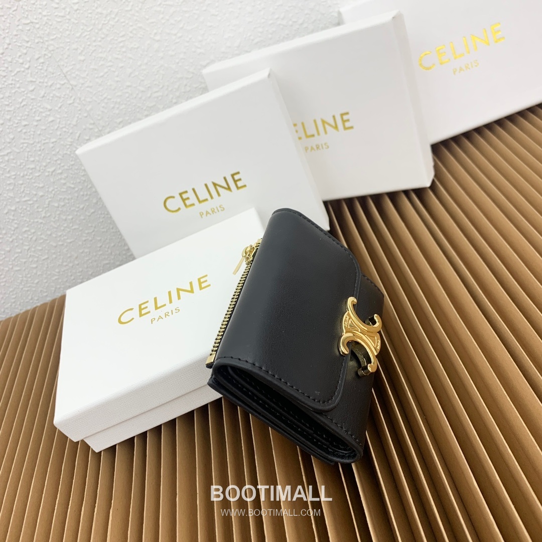 Celine Triomphe Glossy Calfskin Small Wallet with Coin Pouch 셀린느 트리옹프 글로시 카프스킨 스몰 지갑 16332 9.5cm 2