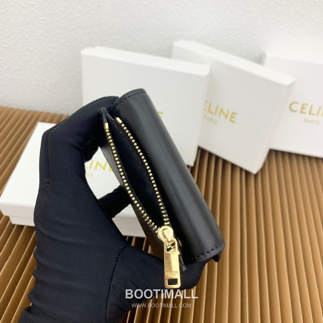 Celine Triomphe Glossy Calfskin Small Wallet with Coin Pouch 셀린느 트리옹프 글로시 카프스킨 스몰 지갑 16332 9.5cm 5