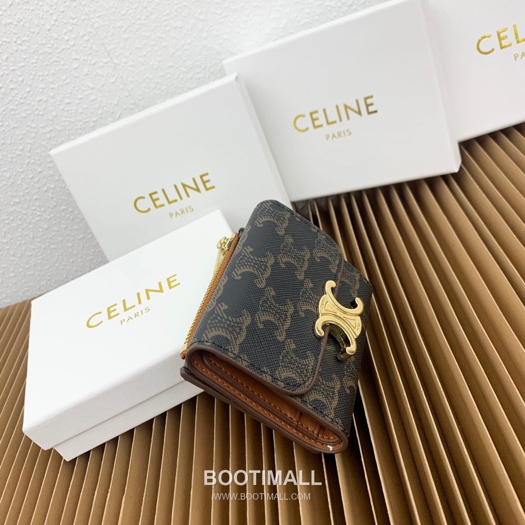 Celine Triomphe Canvas Small Wallet with Coin Pouch 셀린느 트리옹프 캔버스 스몰 지갑 16331 9.5cm 3