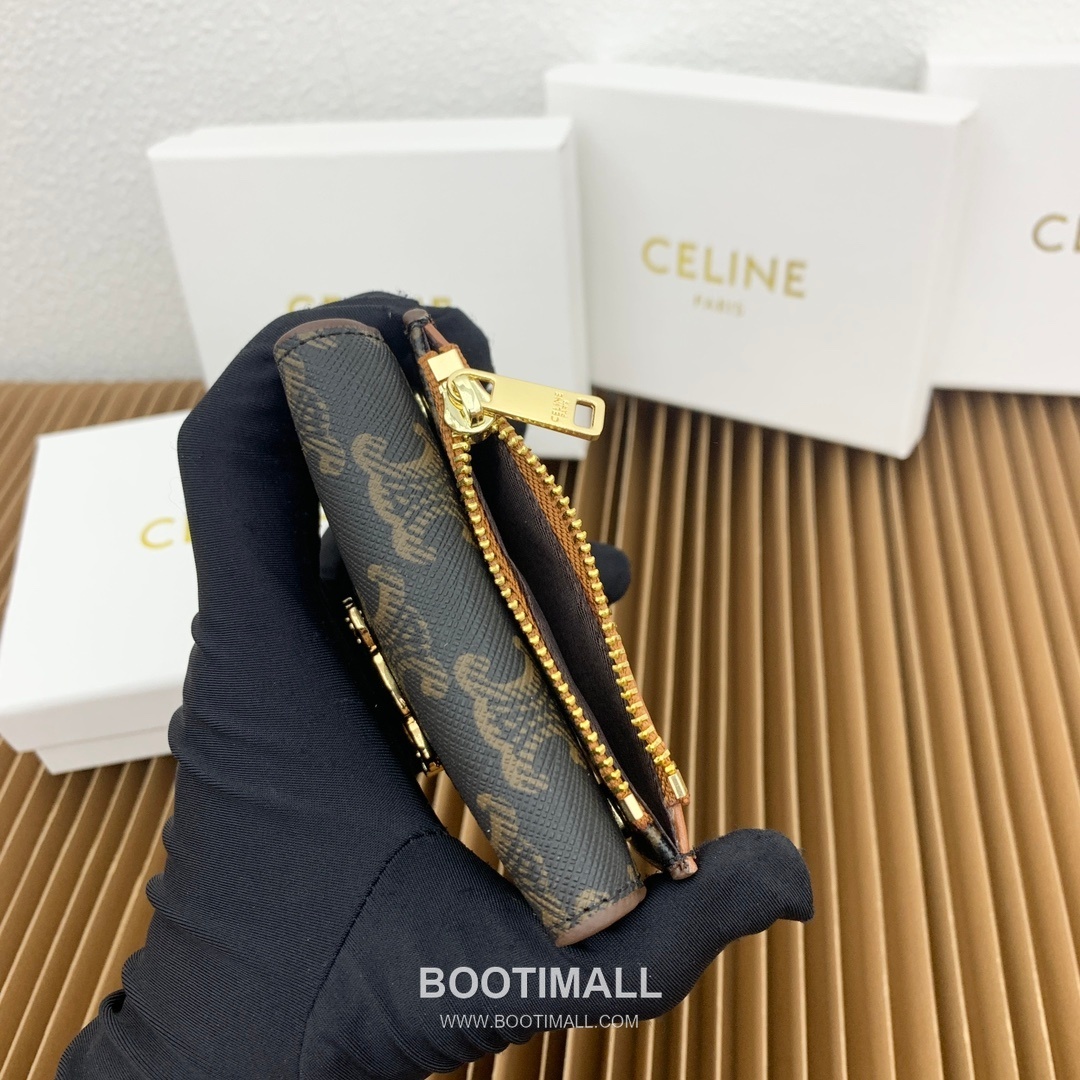 Celine Triomphe Canvas Small Wallet with Coin Pouch 셀린느 트리옹프 캔버스 스몰 지갑 16331 9.5cm 4