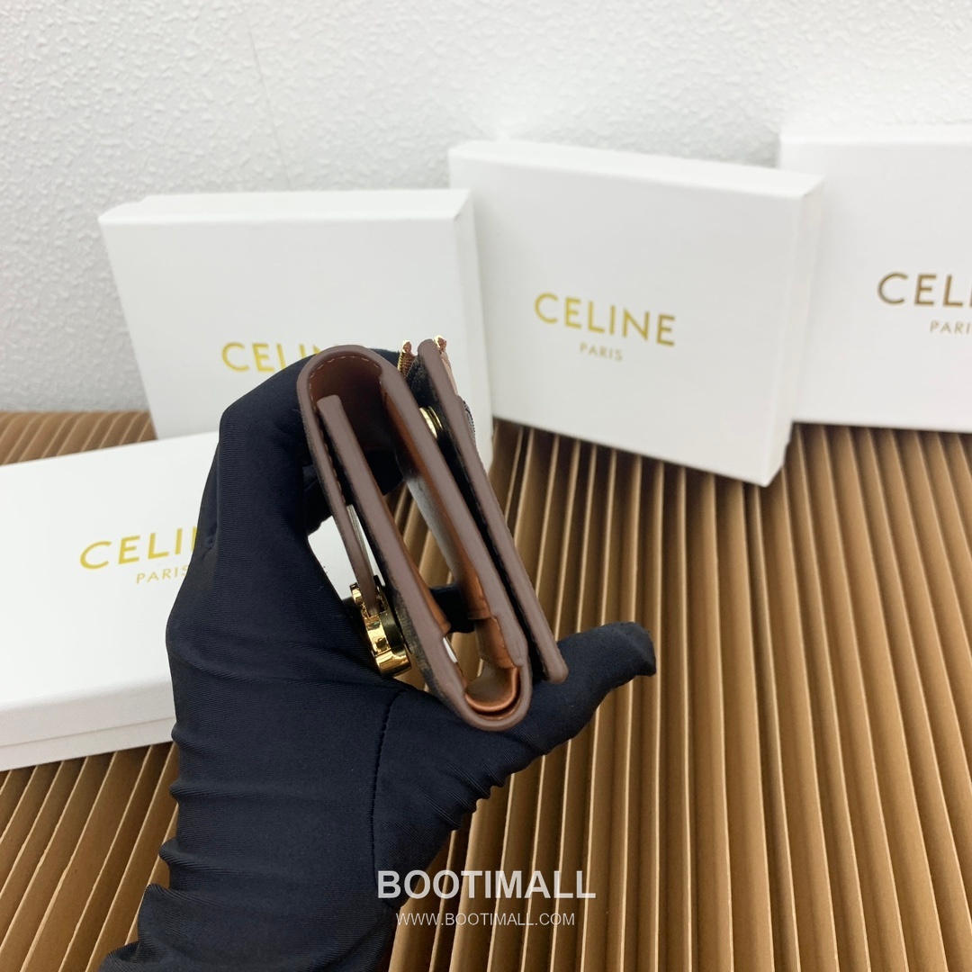 Celine Triomphe Canvas Small Wallet with Coin Pouch 셀린느 트리옹프 캔버스 스몰 지갑 16331 9.5cm 5