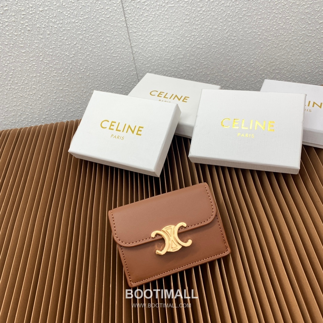 Celine Triomphe Coated Canvas Lambskin Trim Card Holder 셀린느 트리옹프 코팅 캔버스 램스킨 트림 카드홀더 10582 10.5cm 1
