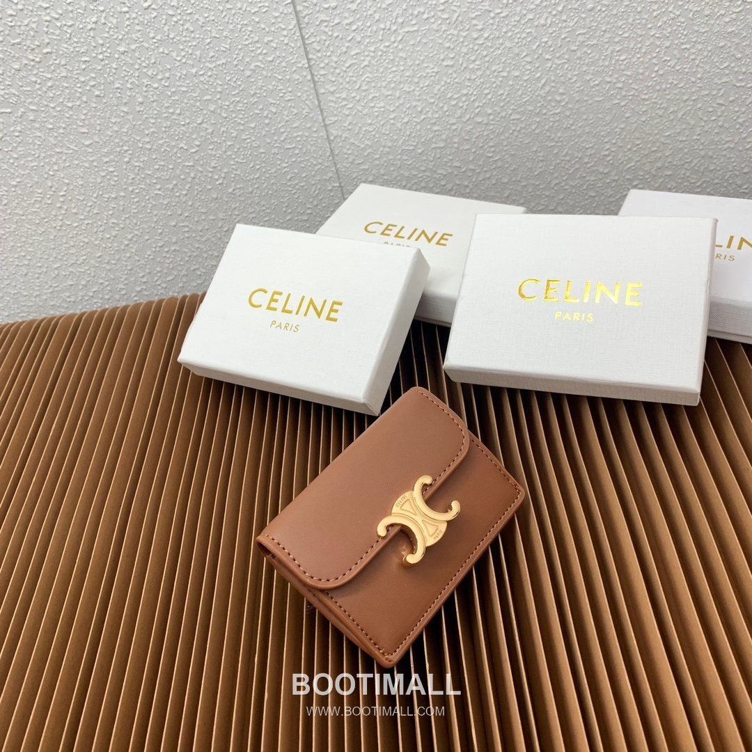 Celine Triomphe Coated Canvas Lambskin Trim Card Holder 셀린느 트리옹프 코팅 캔버스 램스킨 트림 카드홀더 10582 10.5cm 2