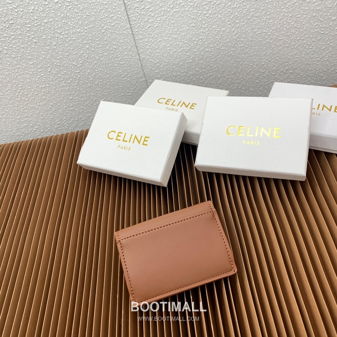 Celine Triomphe Coated Canvas Lambskin Trim Card Holder 셀린느 트리옹프 코팅 캔버스 램스킨 트림 카드홀더 10582 10.5cm 3