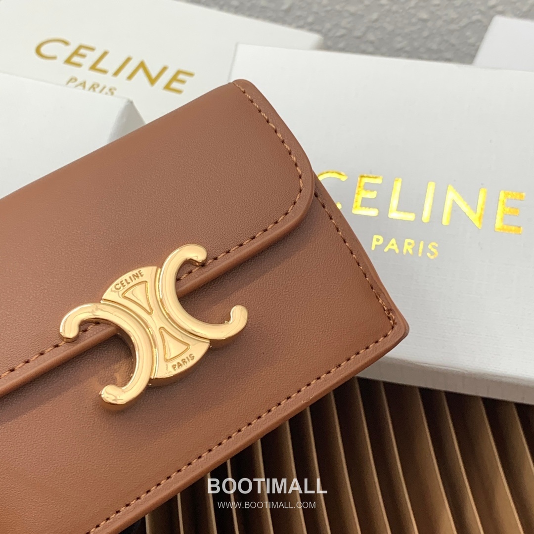 Celine Triomphe Coated Canvas Lambskin Trim Card Holder 셀린느 트리옹프 코팅 캔버스 램스킨 트림 카드홀더 10582 10.5cm 5