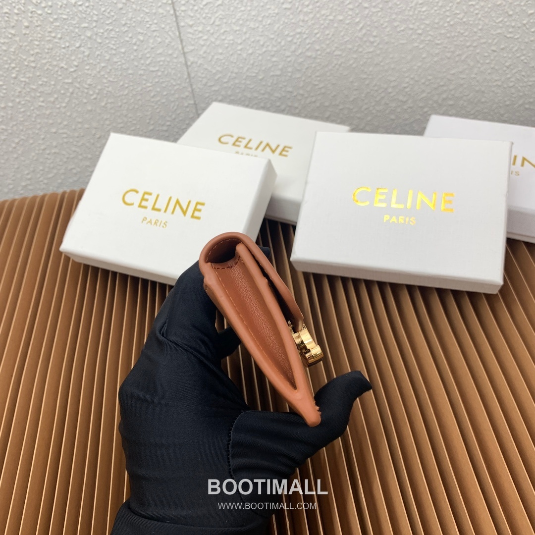 Celine Triomphe Coated Canvas Lambskin Trim Card Holder 셀린느 트리옹프 코팅 캔버스 램스킨 트림 카드홀더 10582 10.5cm 6