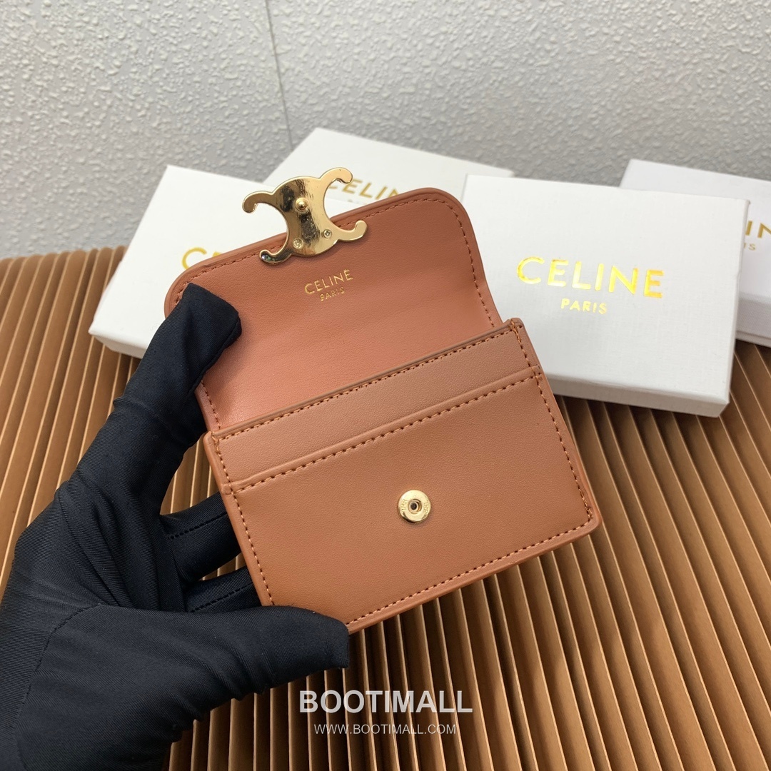 Celine Triomphe Coated Canvas Lambskin Trim Card Holder 셀린느 트리옹프 코팅 캔버스 램스킨 트림 카드홀더 10582 10.5cm 7