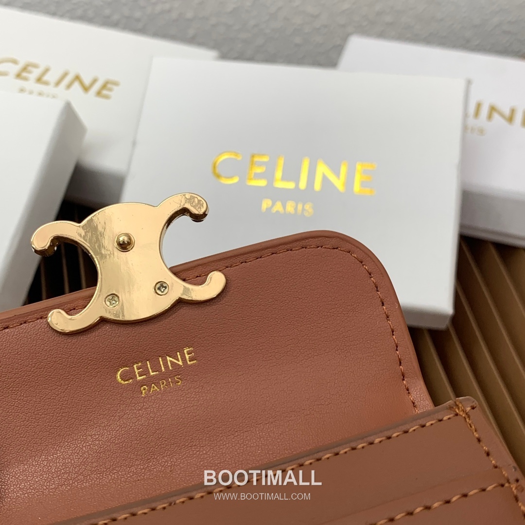 Celine Triomphe Coated Canvas Lambskin Trim Card Holder 셀린느 트리옹프 코팅 캔버스 램스킨 트림 카드홀더 10582 10.5cm 8