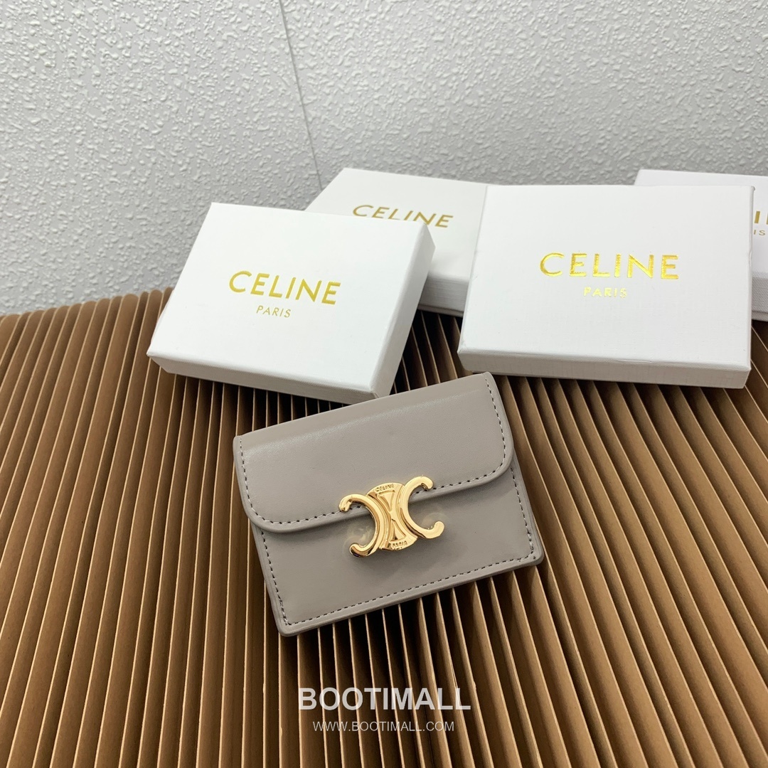 Celine Triomphe Coated Canvas Lambskin Trim Card Holder 셀린느 트리옹프 코팅 캔버스 램스킨 트림 카드홀더 10582 10.5cm 1