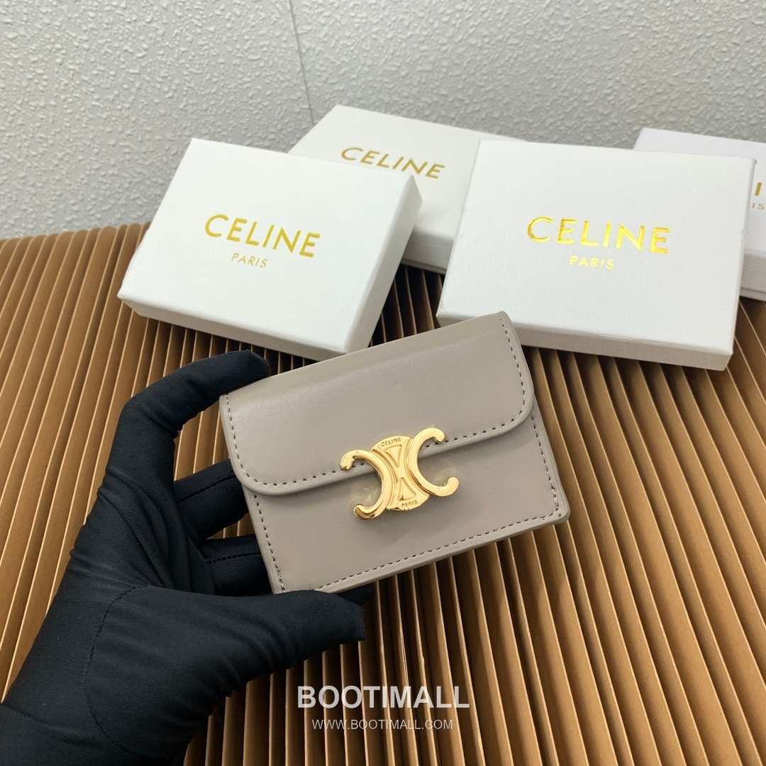 Celine Triomphe Coated Canvas Lambskin Trim Card Holder 셀린느 트리옹프 코팅 캔버스 램스킨 트림 카드홀더 10582 10.5cm 4