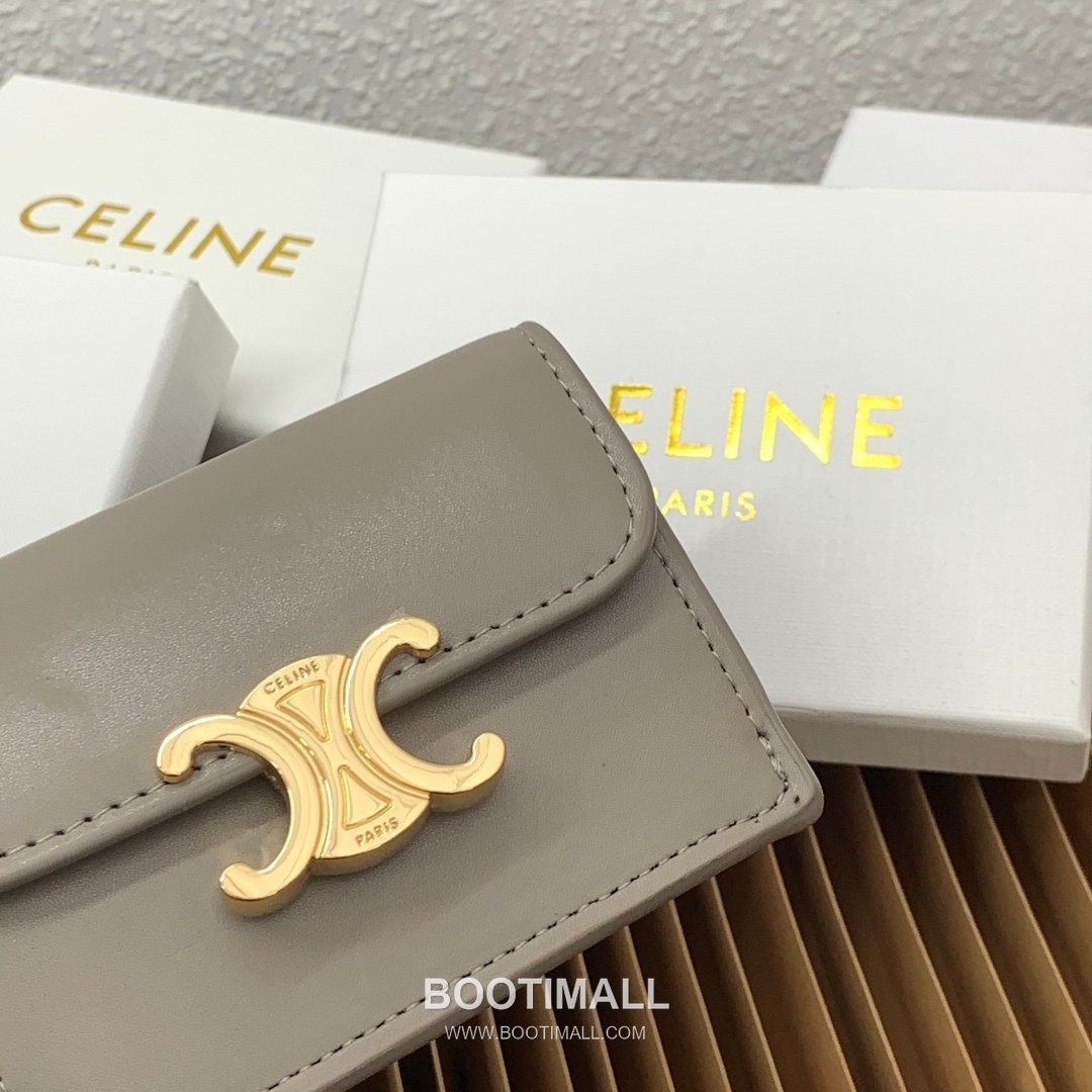 Celine Triomphe Coated Canvas Lambskin Trim Card Holder 셀린느 트리옹프 코팅 캔버스 램스킨 트림 카드홀더 10582 10.5cm 5