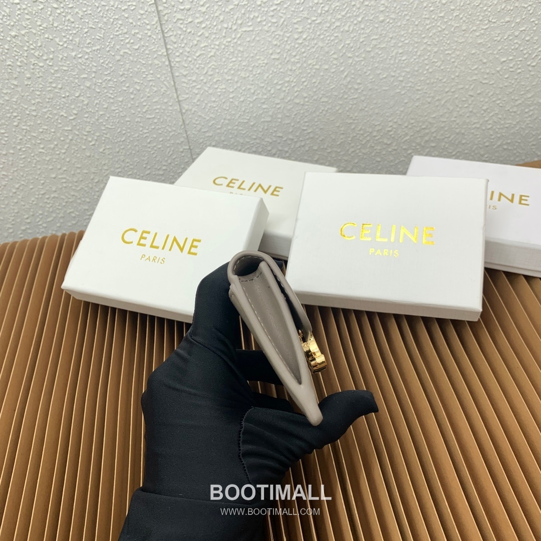 Celine Triomphe Coated Canvas Lambskin Trim Card Holder 셀린느 트리옹프 코팅 캔버스 램스킨 트림 카드홀더 10582 10.5cm 6