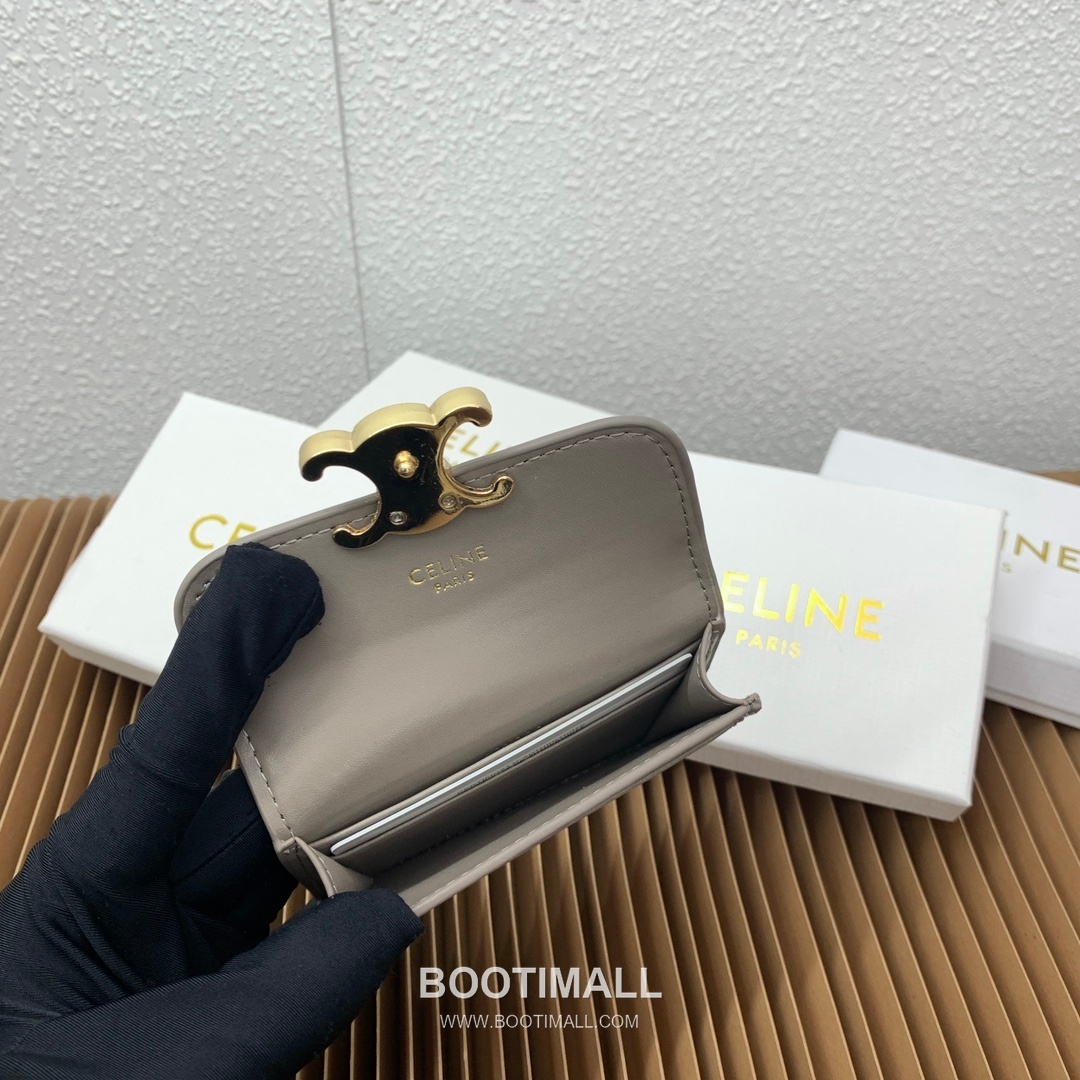 Celine Triomphe Coated Canvas Lambskin Trim Card Holder 셀린느 트리옹프 코팅 캔버스 램스킨 트림 카드홀더 10582 10.5cm 9