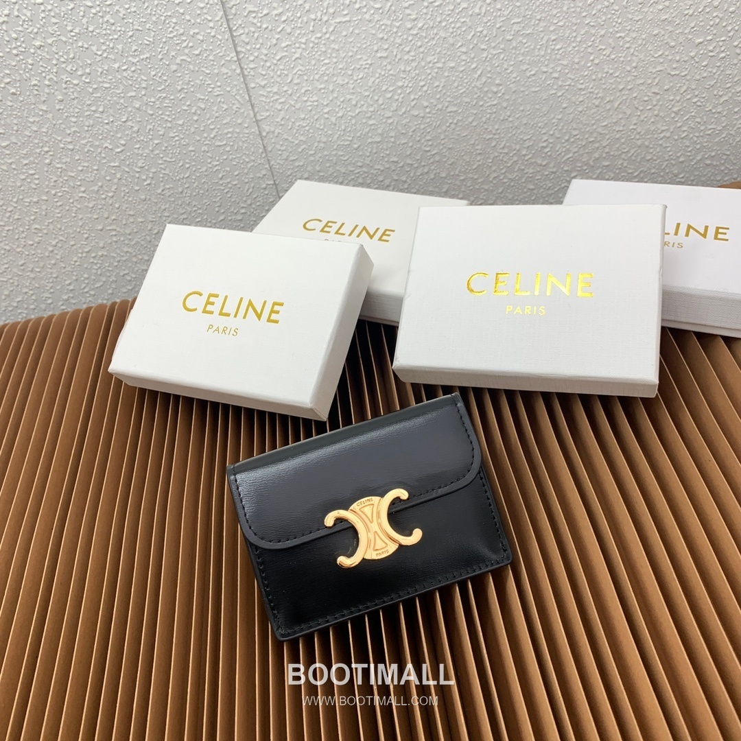 Celine Triomphe Coated Canvas Lambskin Trim Card Holder 셀린느 트리옹프 코팅 캔버스 램스킨 트림 카드홀더 10582 10.5cm 1