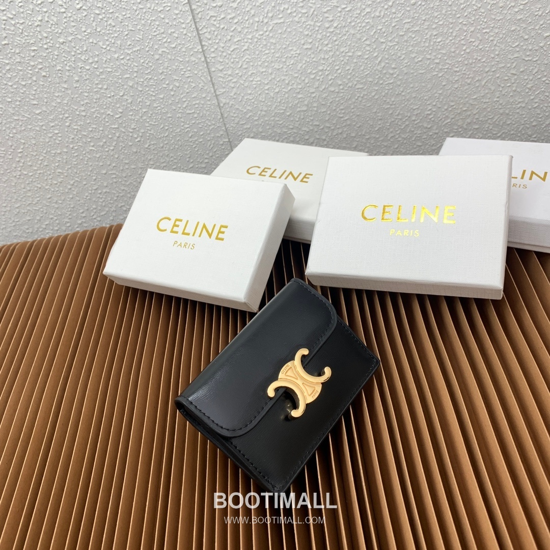 Celine Triomphe Coated Canvas Lambskin Trim Card Holder 셀린느 트리옹프 코팅 캔버스 램스킨 트림 카드홀더 10582 10.5cm 2