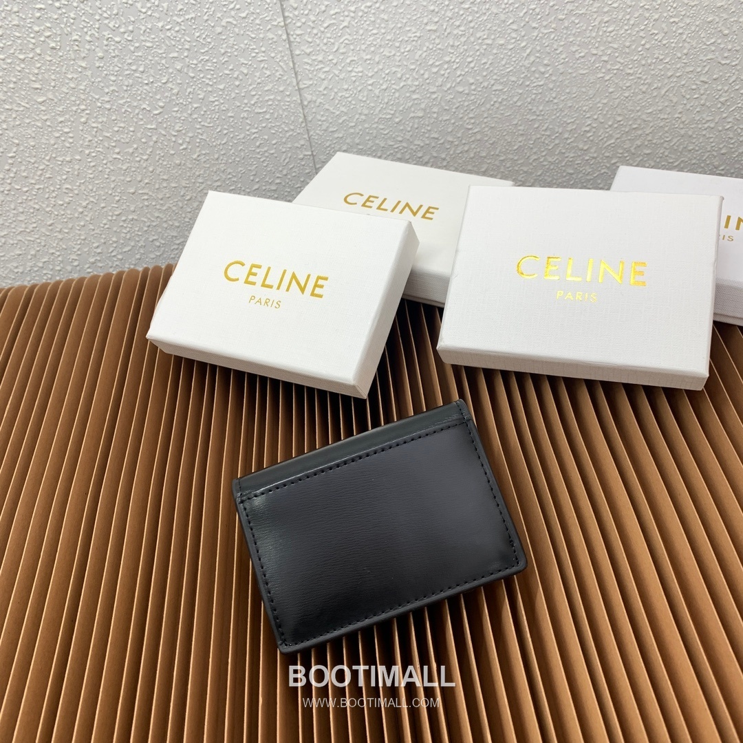 Celine Triomphe Coated Canvas Lambskin Trim Card Holder 셀린느 트리옹프 코팅 캔버스 램스킨 트림 카드홀더 10582 10.5cm 3
